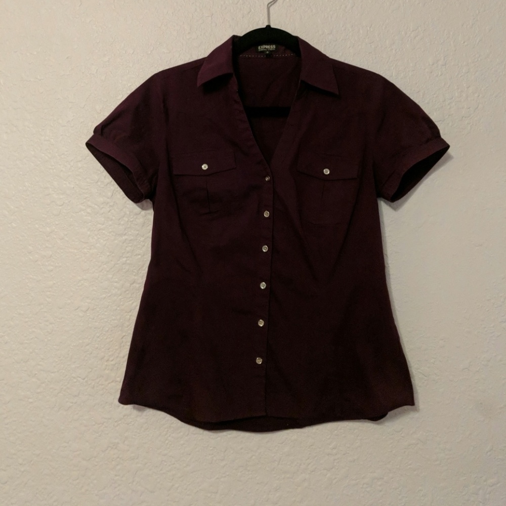 Express Purple Button Down Top